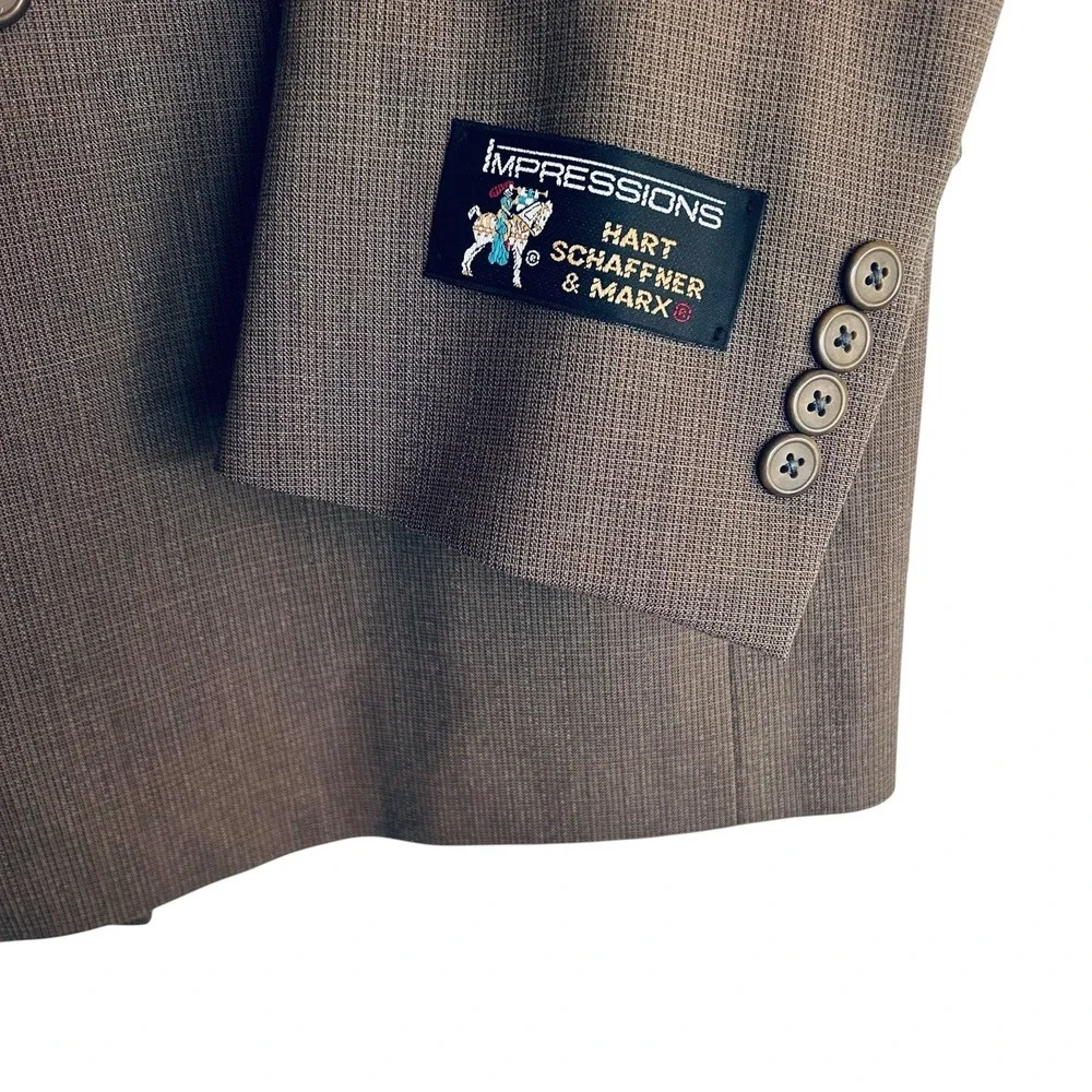 Hart Schaffner Marx Impressions Double Breasted Blazer 41R Brown Vintage NWT